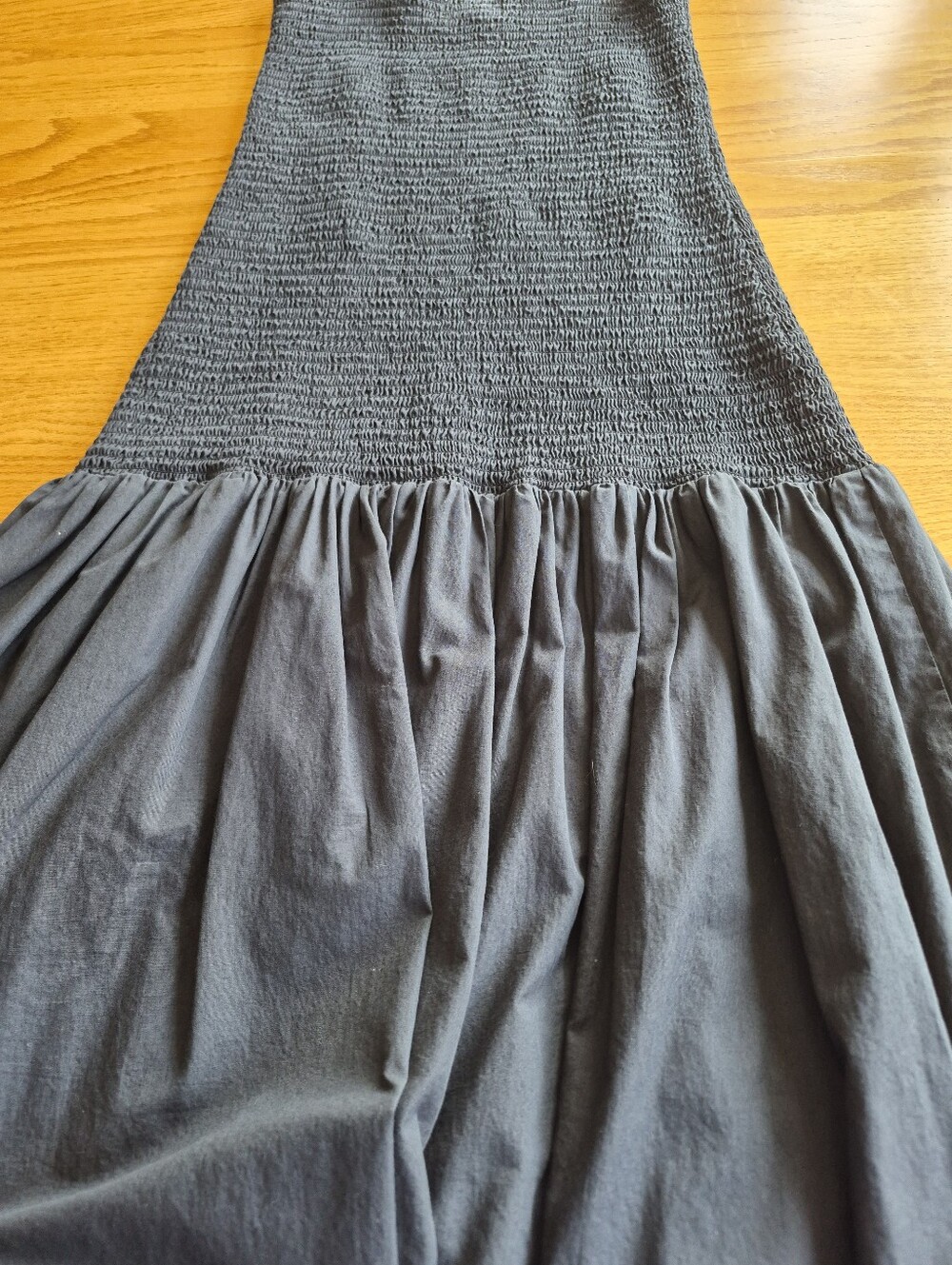 Laude The Label Midi Dress Fitted Smocked Black M Organic Cotton - Picture 6 of 15